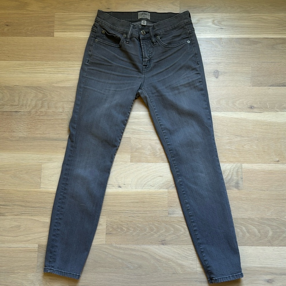 J.Crew Petite 8” Toothpick Jean in Grey